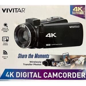 Vivitar Black DVR4K IPS 3" Touch Screen 4K Ultra HD Digital Camcorder